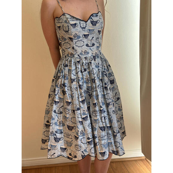 Vintage Blue and White French Bistro Dress - Picture 7 of 10